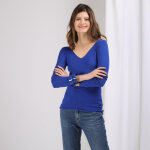 Pull fin col v james en viscose