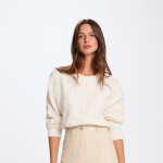 Pull grosse jauge fantaisie ivoire