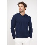 Pull homme col polo zidane en cachemire bleu marine