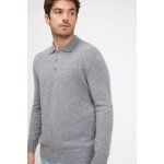 Pull homme col polo zidane en cachemire gris fonce