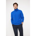 Pull homme col roule zachary en cachemire bleu flashy