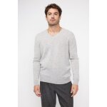 Pull homme col v zaher en cachemire gris perle
