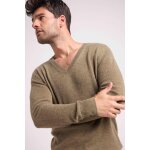 Pull homme col v zaher en cachemire kaki