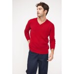 Pull homme col v zaher en cachemire rouge