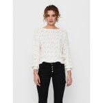 Pull en maille col bateau manches longues d�tail pointelle longueur regular poignets c�tel�s blanc