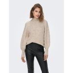 Pull en maille col haut manches longues beige louise