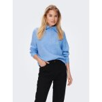 Pull en maille col haut manches longues bleu