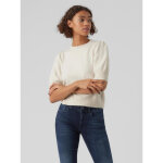 Pull en maille col rond manches 2 / 4 beige gris Pull en maille col rond manches 2 / 4 beige gris