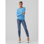 Pull en maille col rond manches longues bleu tess Pull en maille col rond manches longues bleu tess