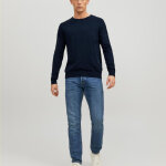 Pull en maille col rond manches longues bleu marine hugo