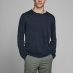 Pull en maille col rond manches longues bleu marine ian
