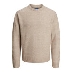 Pull en maille col rond manches longues gris clair john Pull en maille col rond manches longues gris clair john