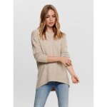 Pull en maille col rond manches longues long beige Pull en maille col rond manches longues long beige