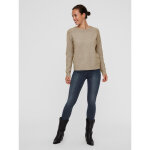 Pull en maille col rond manches longues marron sue