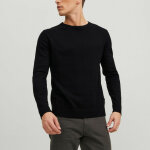 Pull en maille col rond manches longues noir karl