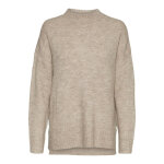 Pull en maille col rond manches longues ourlet bas gris nora