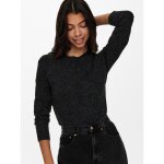 Pull en maille col rond manches longues poignets c�tel�s noir