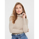 Pull en maille col tortue manches longues blanc beige