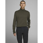 Pull en maille col tortue manches longues vert foncé gus Pull en maille col tortue manches longues vert foncé gus
