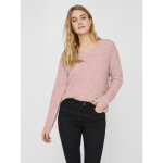 Pull en maille col en v manches longues rose amy Pull en maille col en v manches longues rose amy