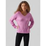 Pull en maille col en v manches longues rose hana Pull en maille col en v manches longues rose hana