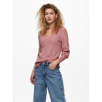 Pull en maille col en v manches longues rose jade Pull en maille col en v manches longues rose jade