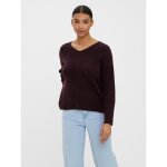 Pull en maille col en v manches longues rouge Pull en maille col en v manches longues rouge