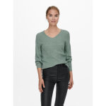 Pull en maille col en v manches longues vert sloan
