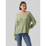 Pull en maille col en v manches longues vert tara