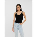 Pull en maille col en v sans manches noir ode