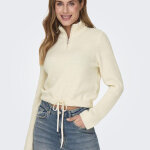 Pull en maille col zippé felicia blanc cassé en viscose ines Pull en maille col zippé felicia blanc cassé en viscose ines