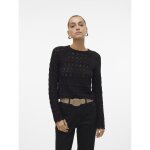 Pull en maille court col rond manches longues noir maud