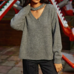 Pull en maille mora gris chine Pull en maille mora gris chine