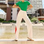 Pull manches courtes en coton maya vert