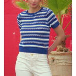 Pull manches courtes monet bleu en coton Pull manches courtes monet bleu en coton