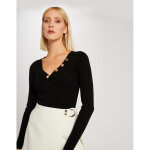 Pull manches longues boutons maille fine