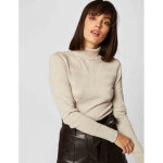 Pull manches longues col roul beige