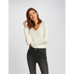 Pull manches longues maille duveteuse ivoire