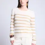 Pull marinire avec boutons blanc et dor en cachemire