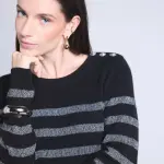 Pull marinire avec boutons noir et argent en cachemire