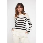 Pull mariniere femme zarol en cachemire ecru noir
