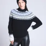 Pull montant montagne - noir en cachemire