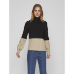 Pull poignets c�tel�s col roul� noir en viscose