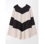 Pull en tricot rayé avec ourlet asymétrique écru Pull en tricot rayé avec ourlet asymétrique écru