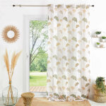 Px voilage etamine imprime 140x240 biloba - kaki