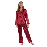 Pyjama chemise en satin � volants