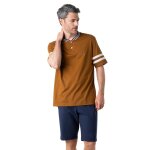 Pyjama court col t homme club eminence marron en coton Pyjama court col t homme club eminence marron en coton