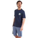 Pyjama court col rond homme waffle athena bleu en coton