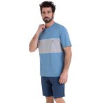 Pyjama court col tunisien homme chic athena multicolore en coton