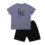 Pyjama court ecopack manga gris en coton pour garçon Pyjama court ecopack manga gris en coton pour garçon